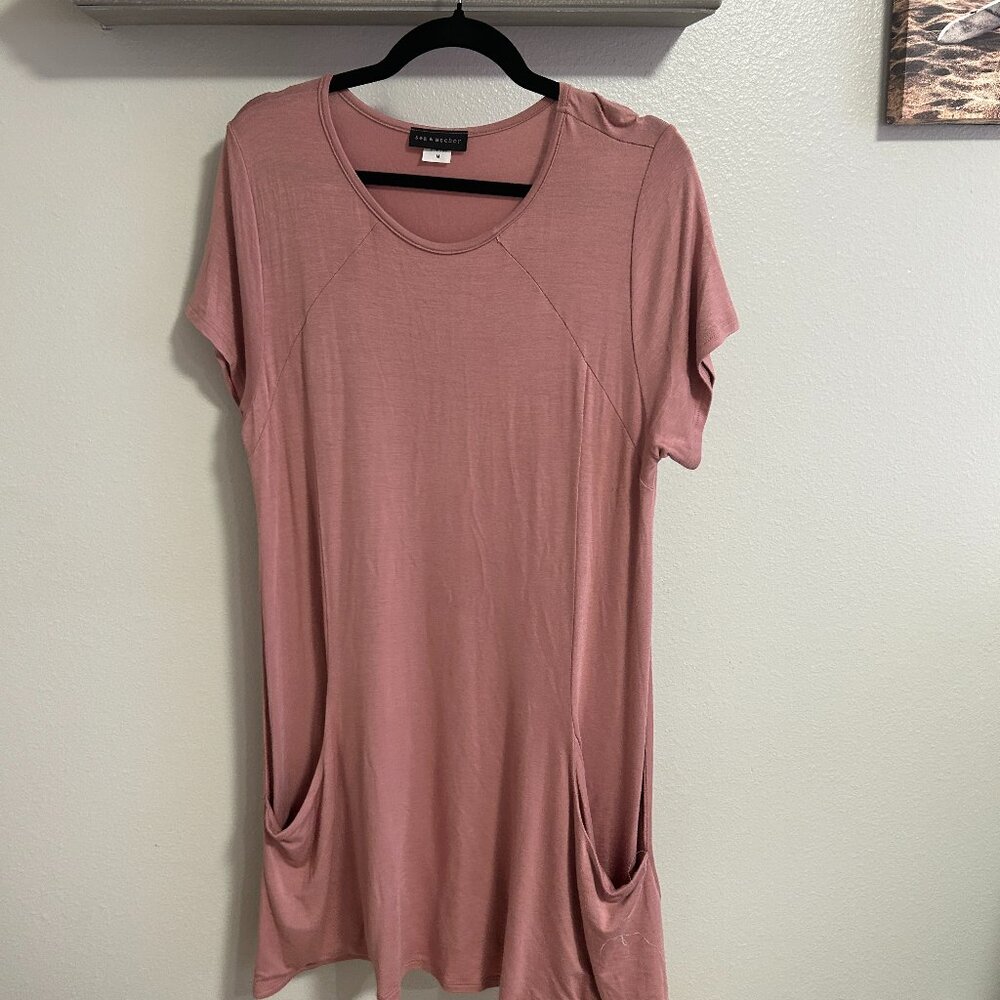 SEA & ANCHOR PINK POCKET DRESS SIZE M   95% Rayon 5% spandex